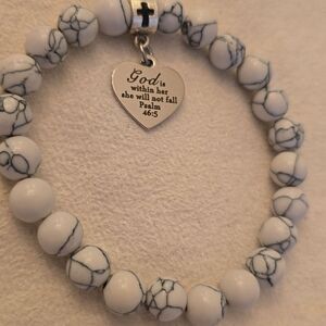 Beaded Bracelet with Heart Charm